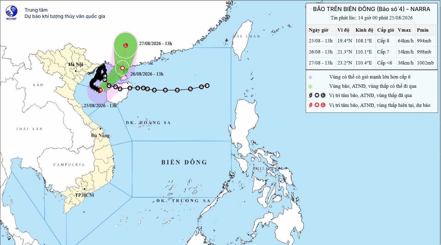 TIN BÃO TRÊN BIỂN ĐÔNG  (Cơn bão số 4)