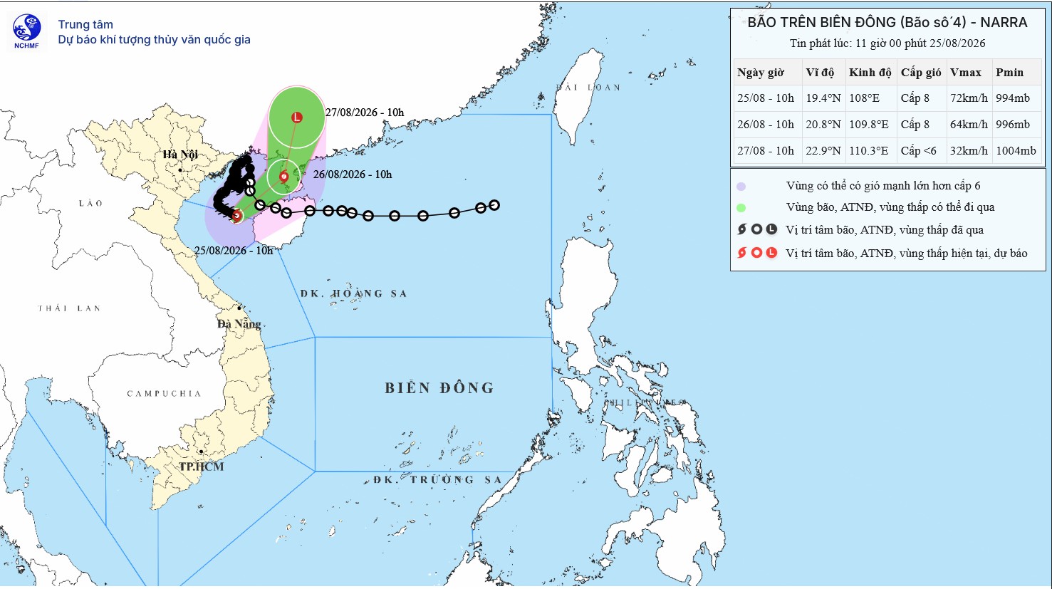 TIN BÃO TRÊN BIỂN ĐÔNG  (Cơn bão số 4)