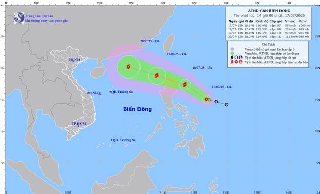 TIN ÁP THẤP NHIỆT ĐỚI GẦN BIỂN ĐÔNG