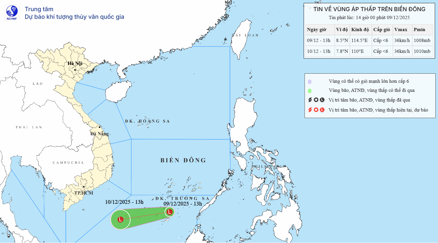 TIN VỀ VÙNG ÁP THẤP TRÊN BIỂN ĐÔNG