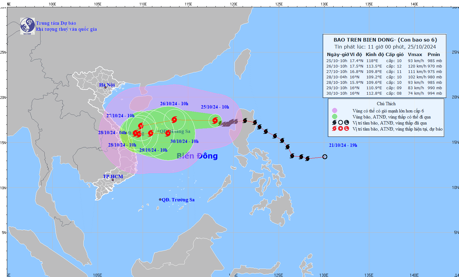 TIN BÃO TRÊN BIỂN ĐÔNG  (Cơn bão số 6)