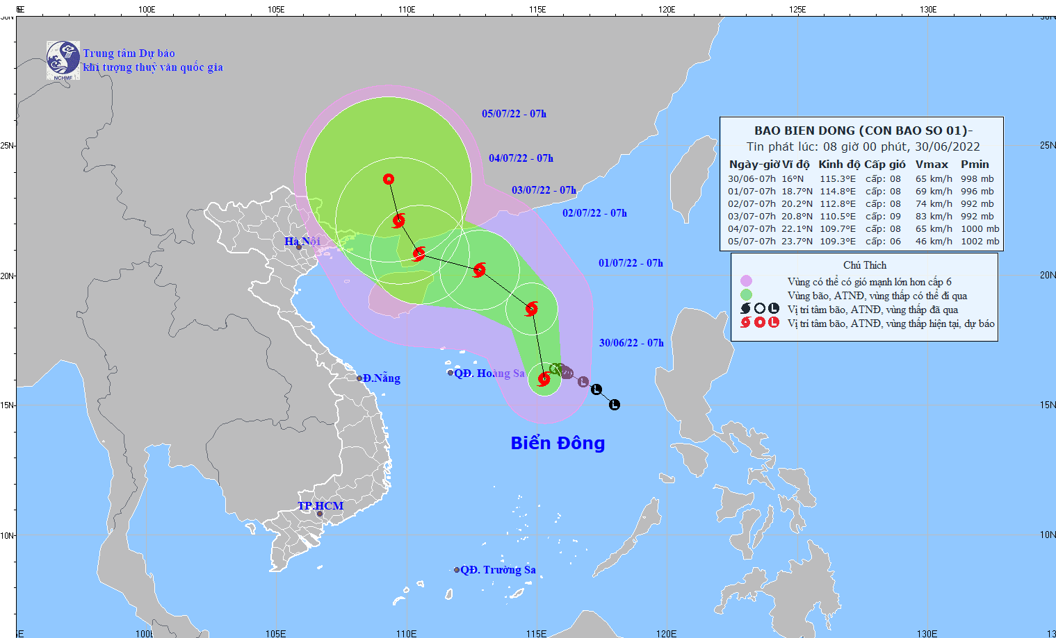 TIN BÃO TRÊN BIỂN ĐÔNG (Cơn bão số 01)