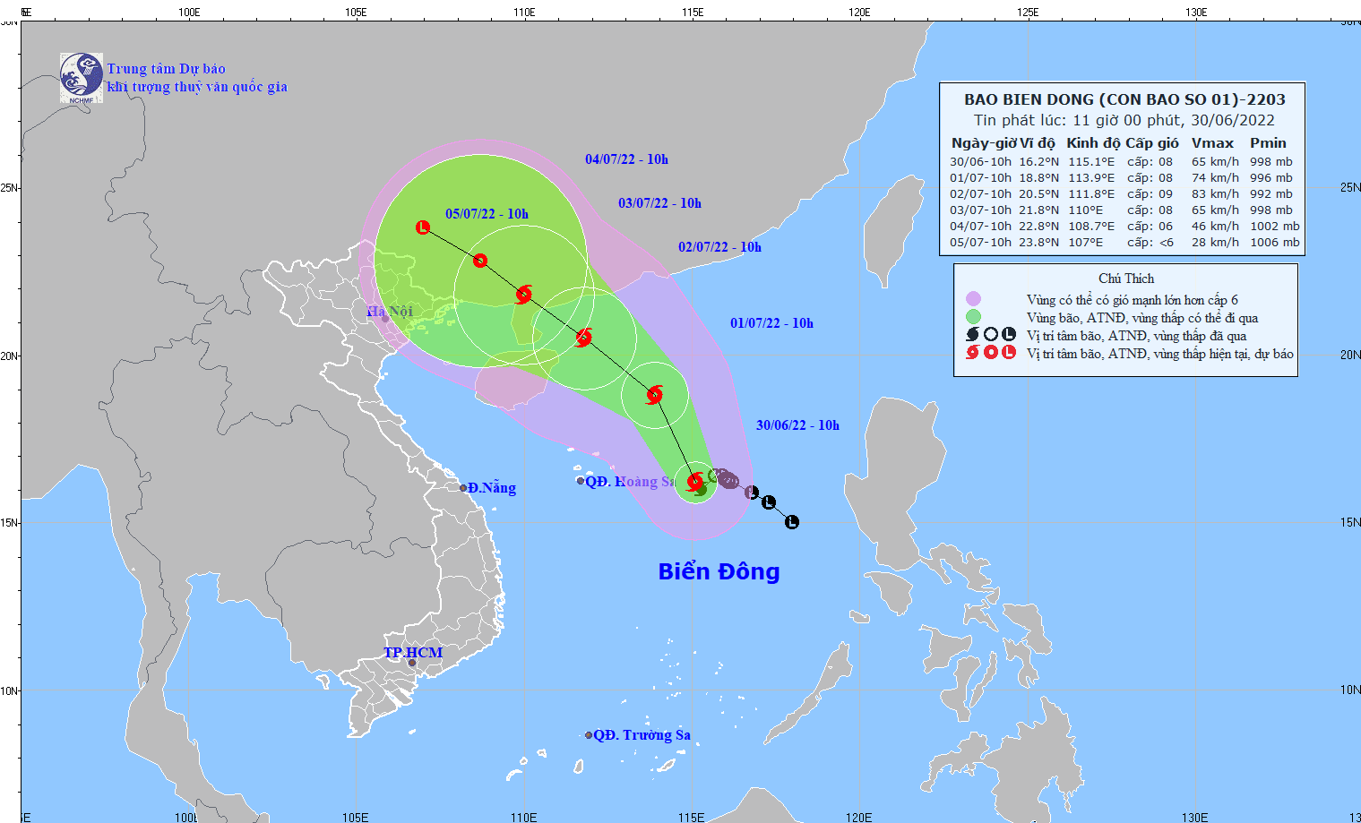 TIN BÃO TRÊN BIỂN ĐÔNG (Cơn bão số 01)