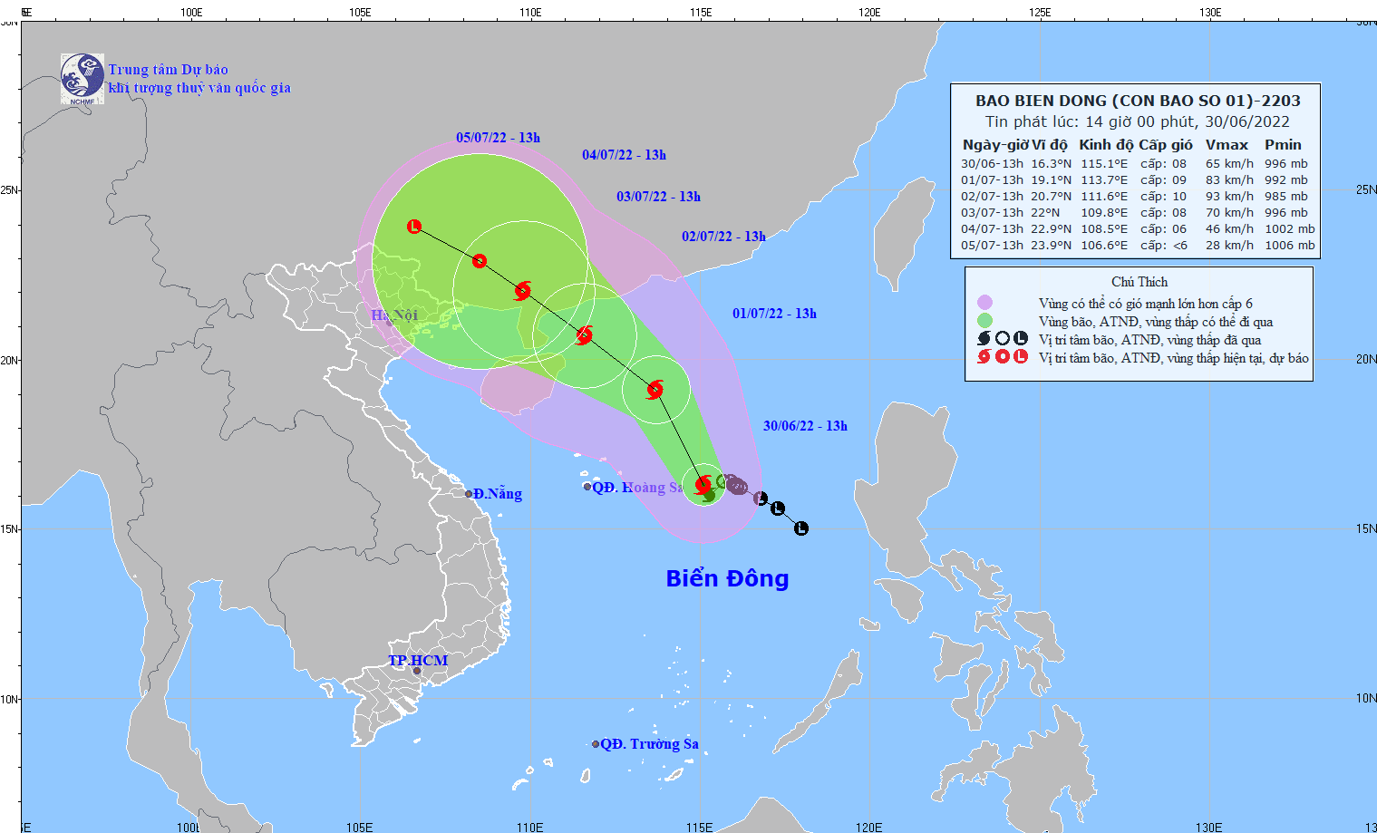 TIN BÃO TRÊN BIỂN ĐÔNG (Cơn bão số 01)