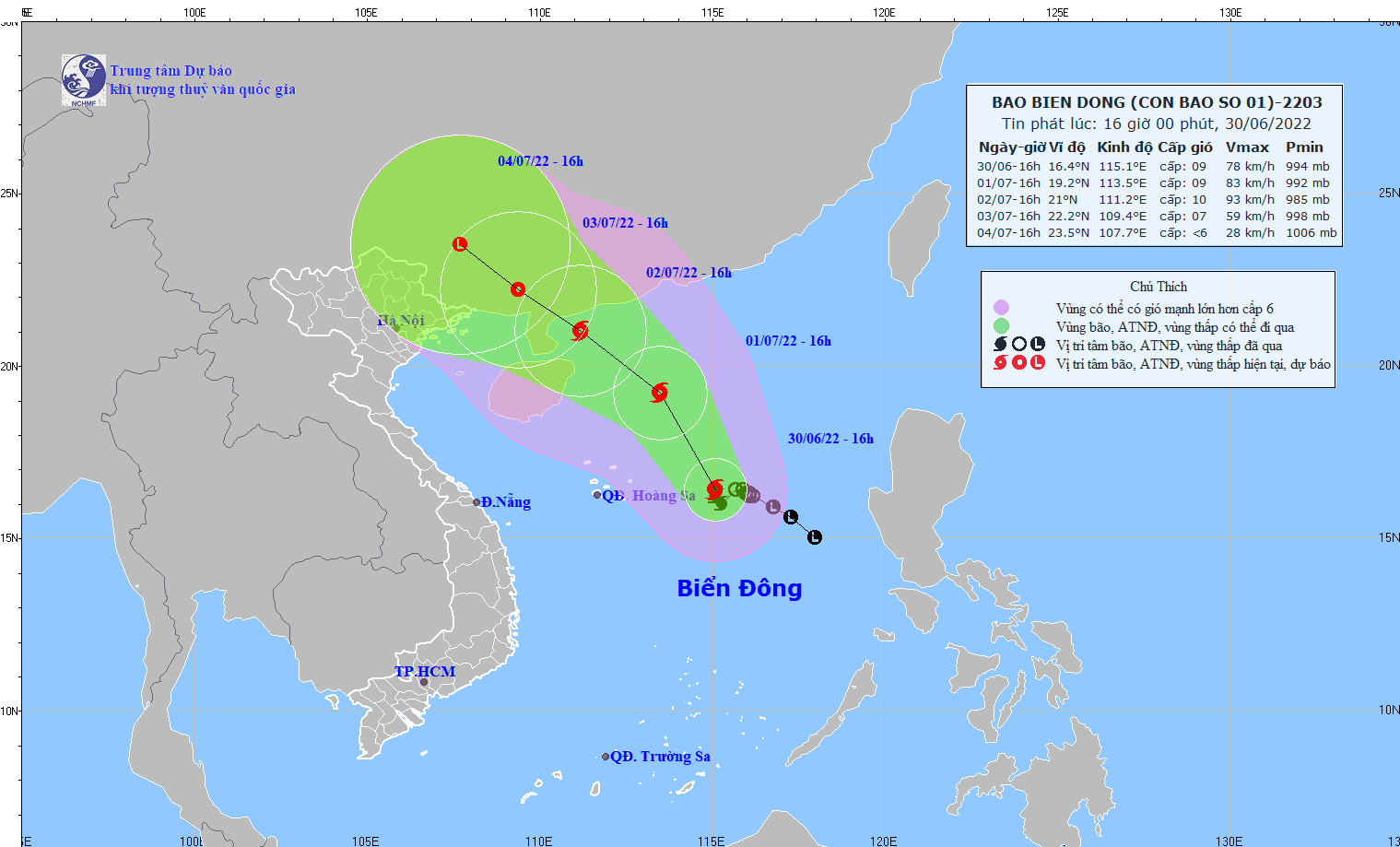 TIN BÃO TRÊN BIỂN ĐÔNG (Cơn bão số 01)