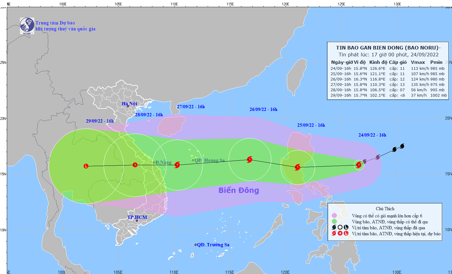 TIN BÃO GẦN BIỂN ĐÔNG  (Bão Noru)