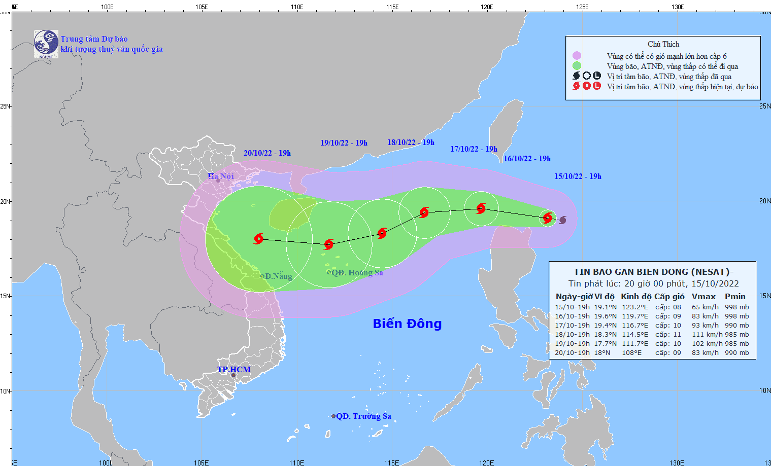 TIN BÃO GẦN BIỂN ĐÔNG (Bão NESAT)