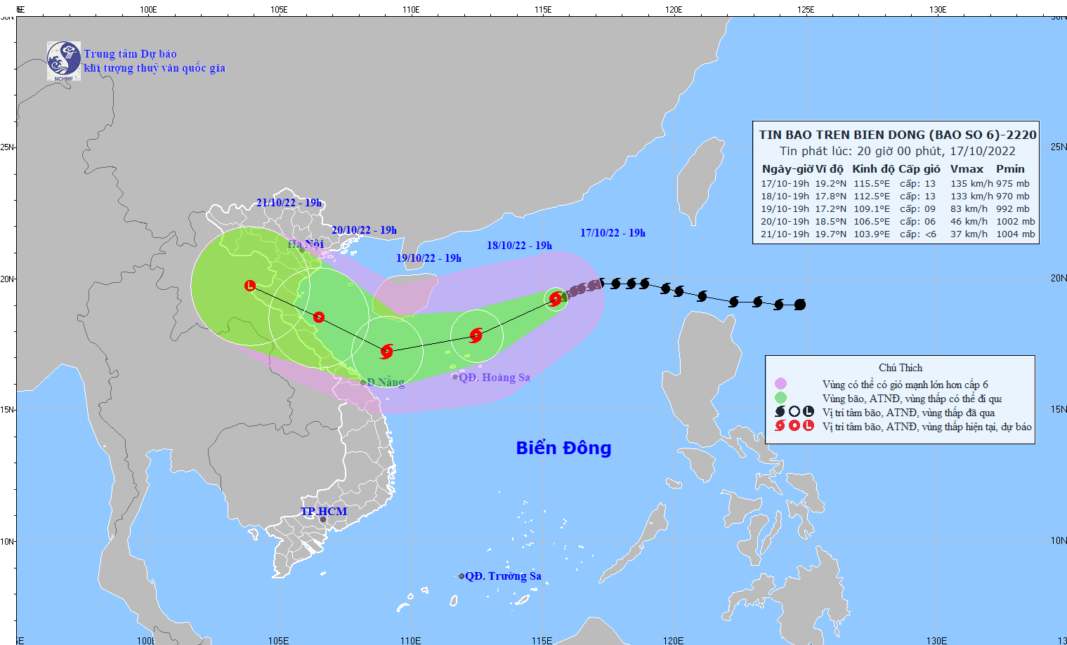 TIN BÃO TRÊN BIỂN ĐÔNG   (Cơn bão số 6)