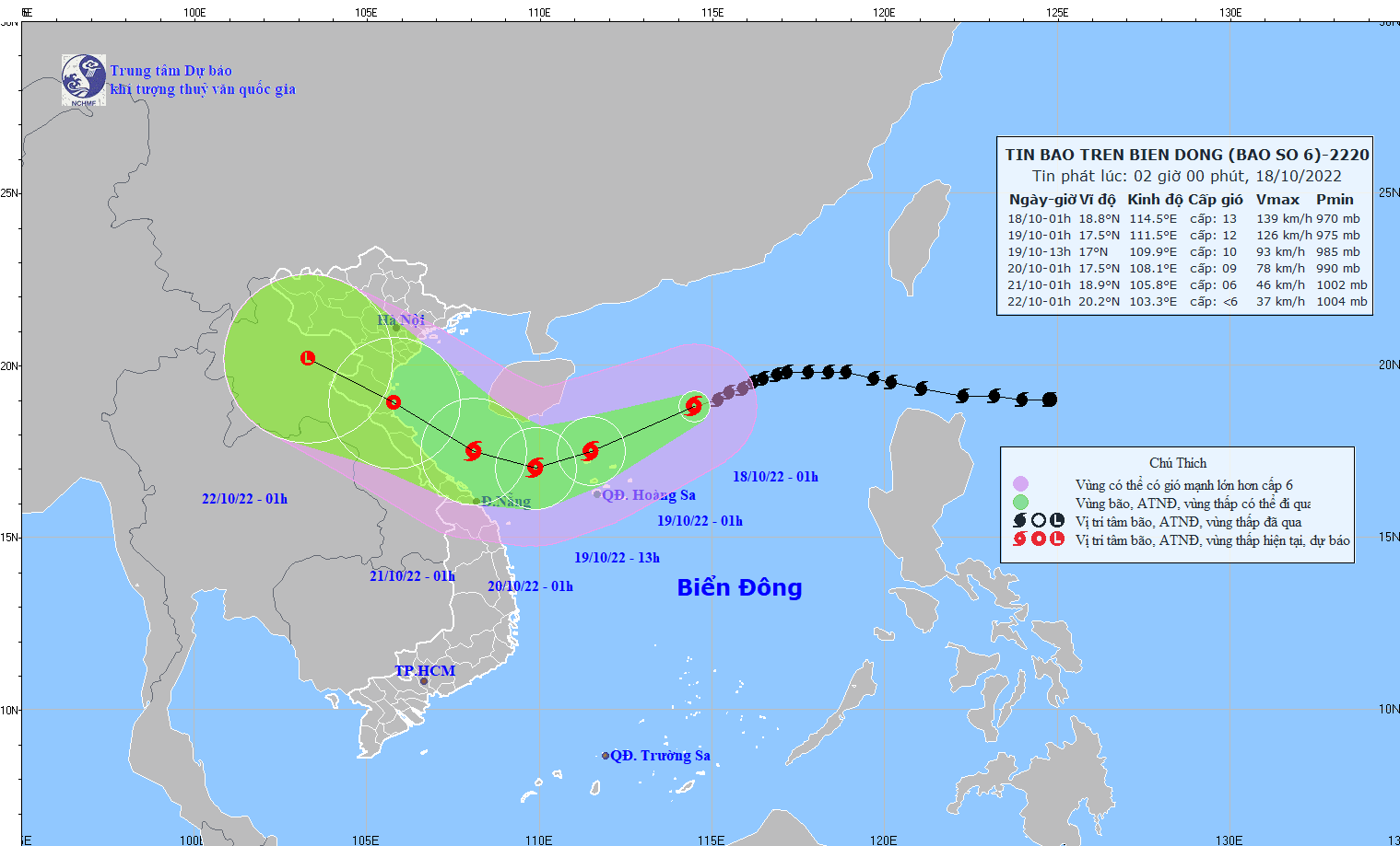 TIN BÃO TRÊN BIỂN ĐÔNG   (Cơn bão số 6)