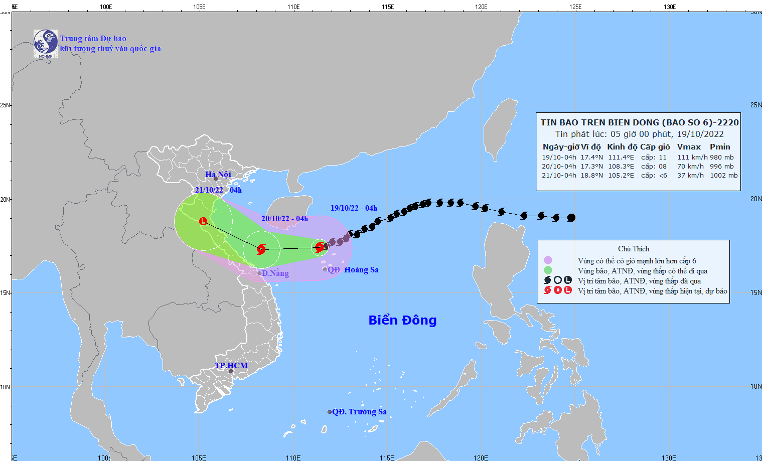 TIN BÃO TRÊN BIỂN ĐÔNG   (Cơn bão số 6)