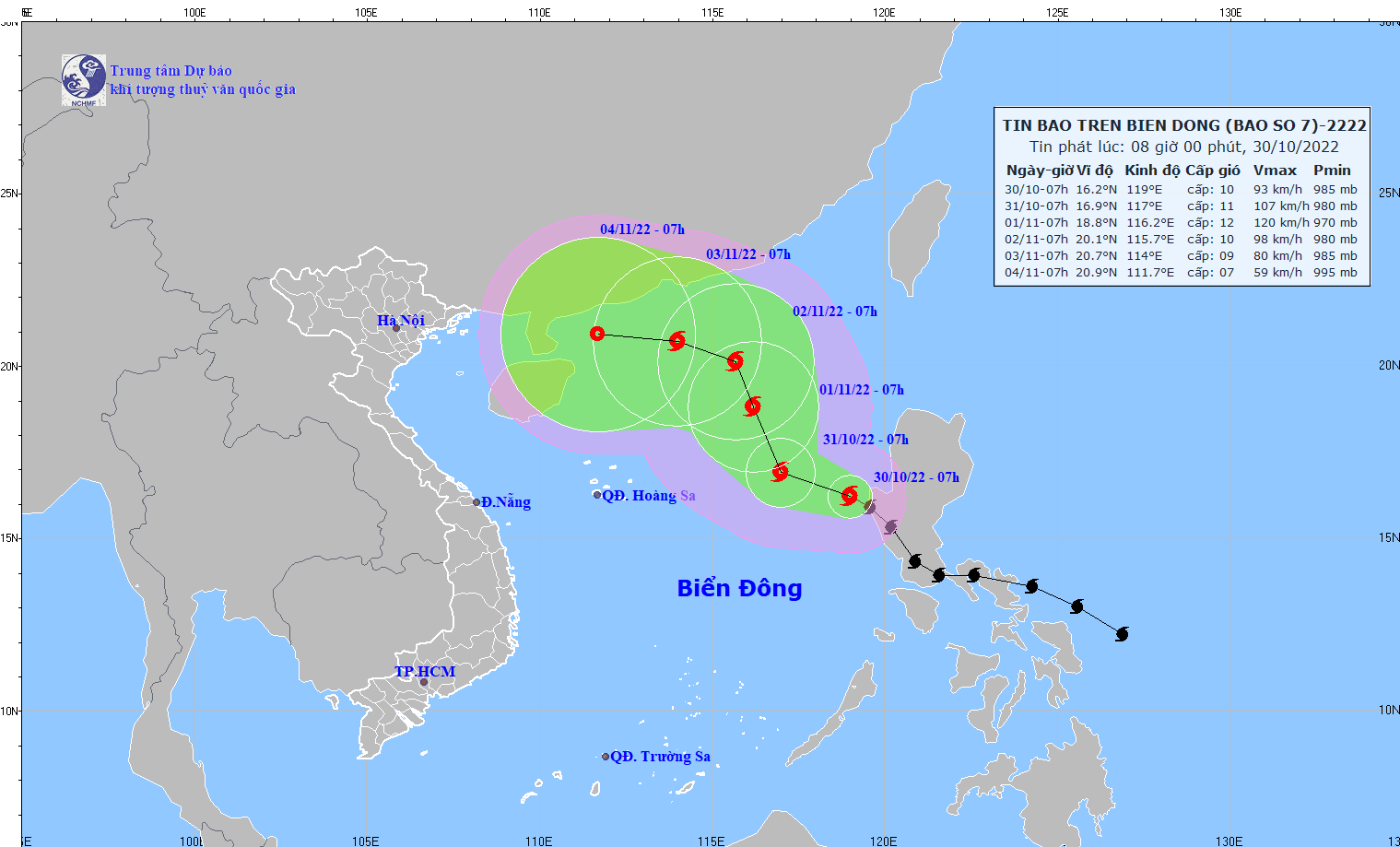 TIN BÃO TRÊN BIỂN ĐÔNG   (Cơn bão số 7)