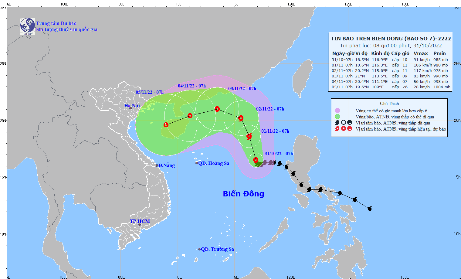 TIN BÃO TRÊN BIỂN ĐÔNG   (Cơn bão số 7)