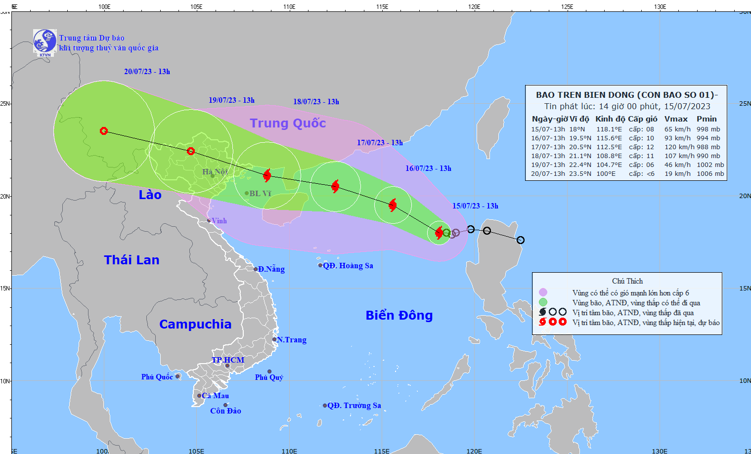 TIN BÃO TRÊN BIỂN ĐÔNG   (Cơn bão số 1)