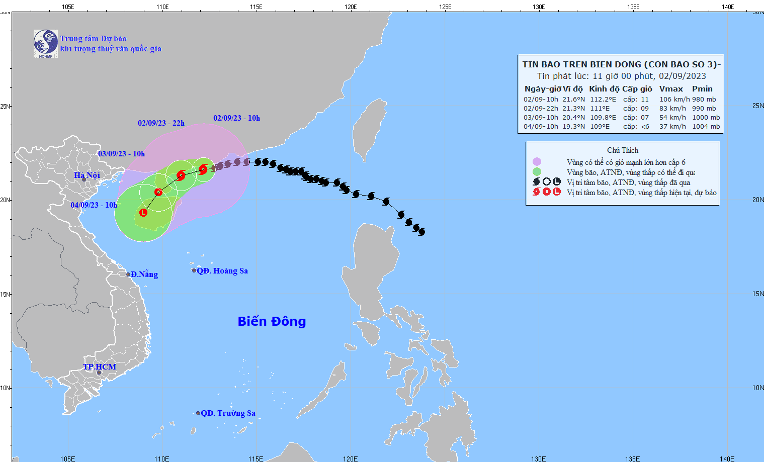 TIN BÃO TRÊN BIỂN ĐÔNG (Cơn bão số 3)