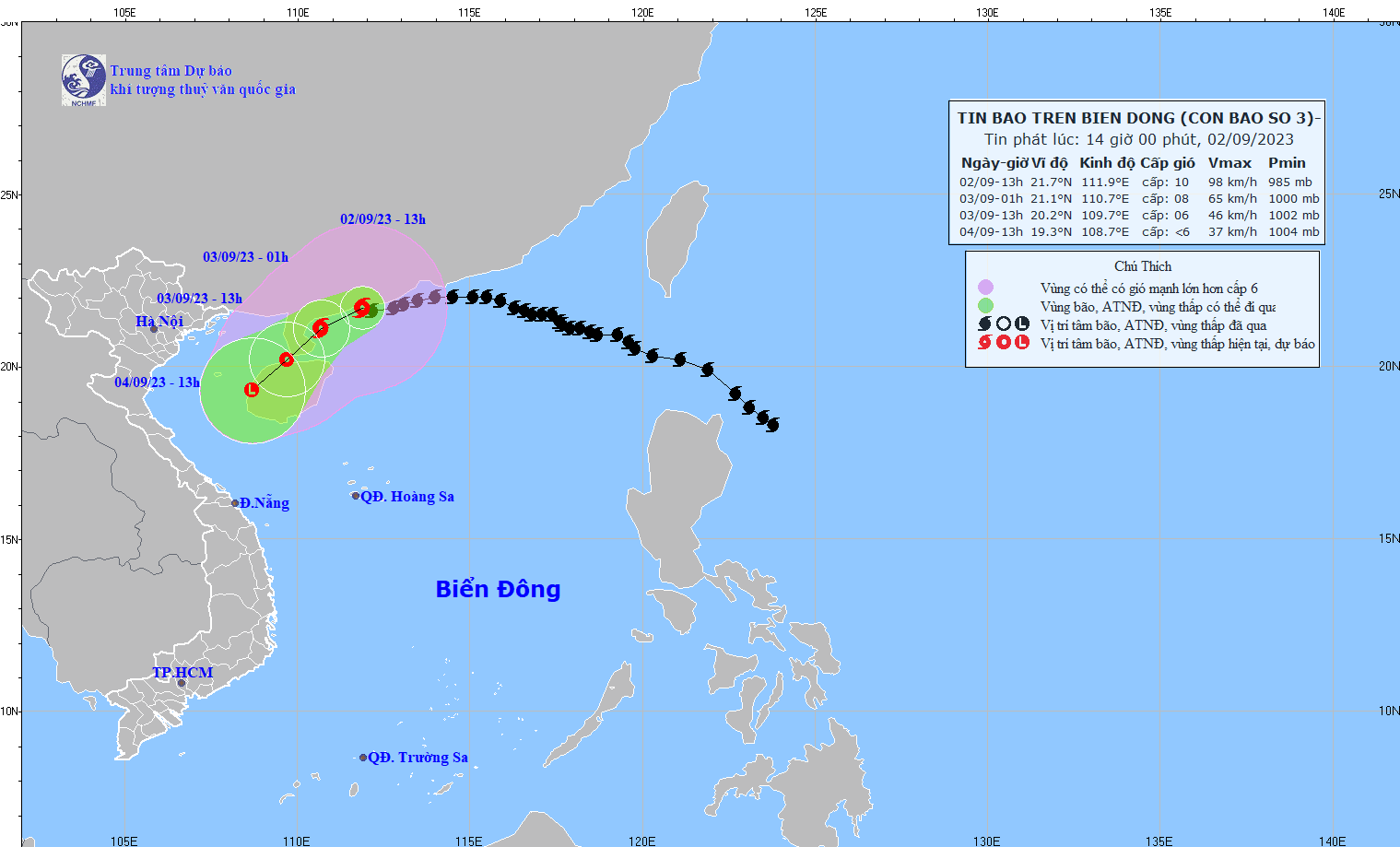 TIN BÃO TRÊN BIỂN ĐÔNG (Cơn bão số 3)