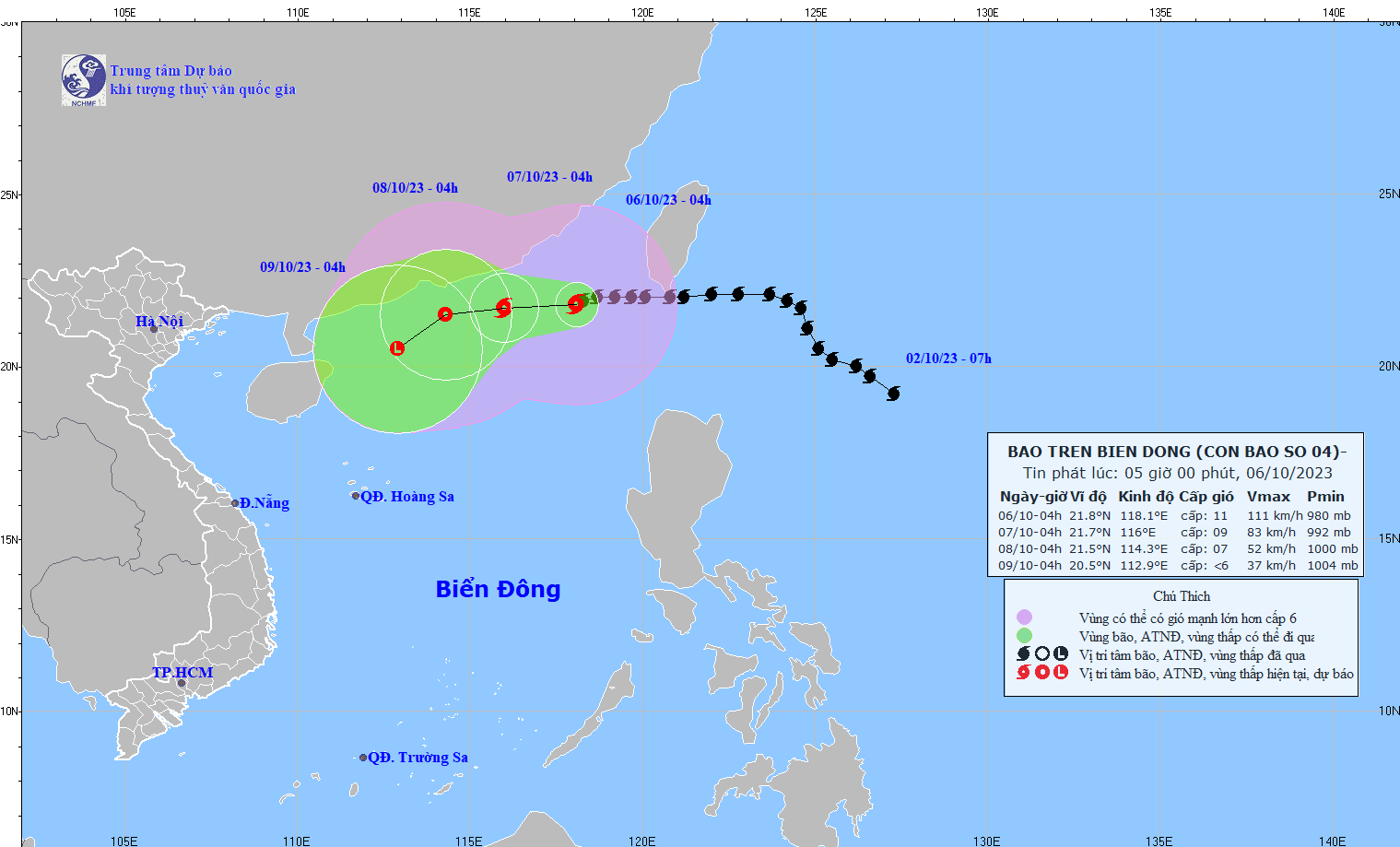 TIN BÃO TRÊN BIỂN ĐÔNG  (Cơn bão số 04)