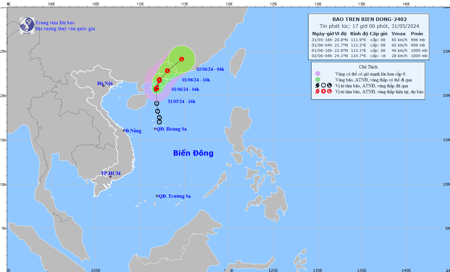 TIN BÃO TRÊN BIỂN ĐÔNG  (Cơn bão số 01)