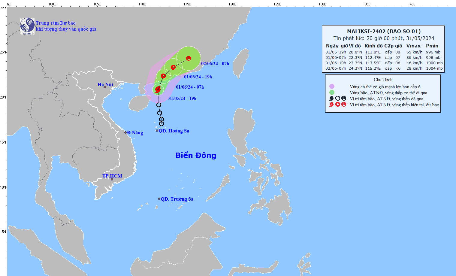 TIN BÃO TRÊN BIỂN ĐÔNG (Cơn bão số 01)