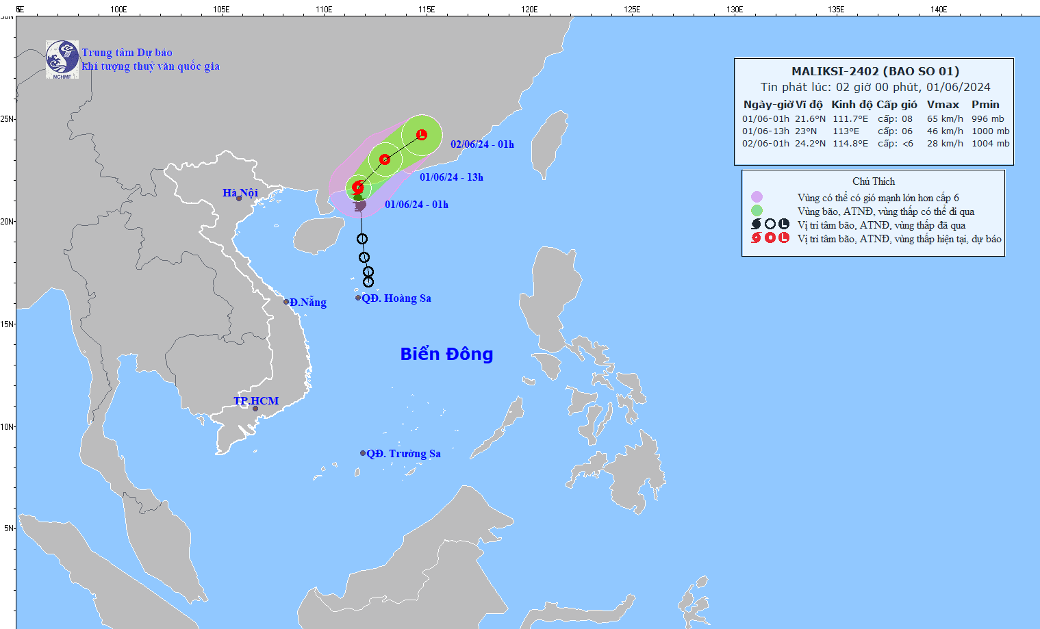 TIN BÃO TRÊN BIỂN ĐÔNG  (Cơn bão số 01)