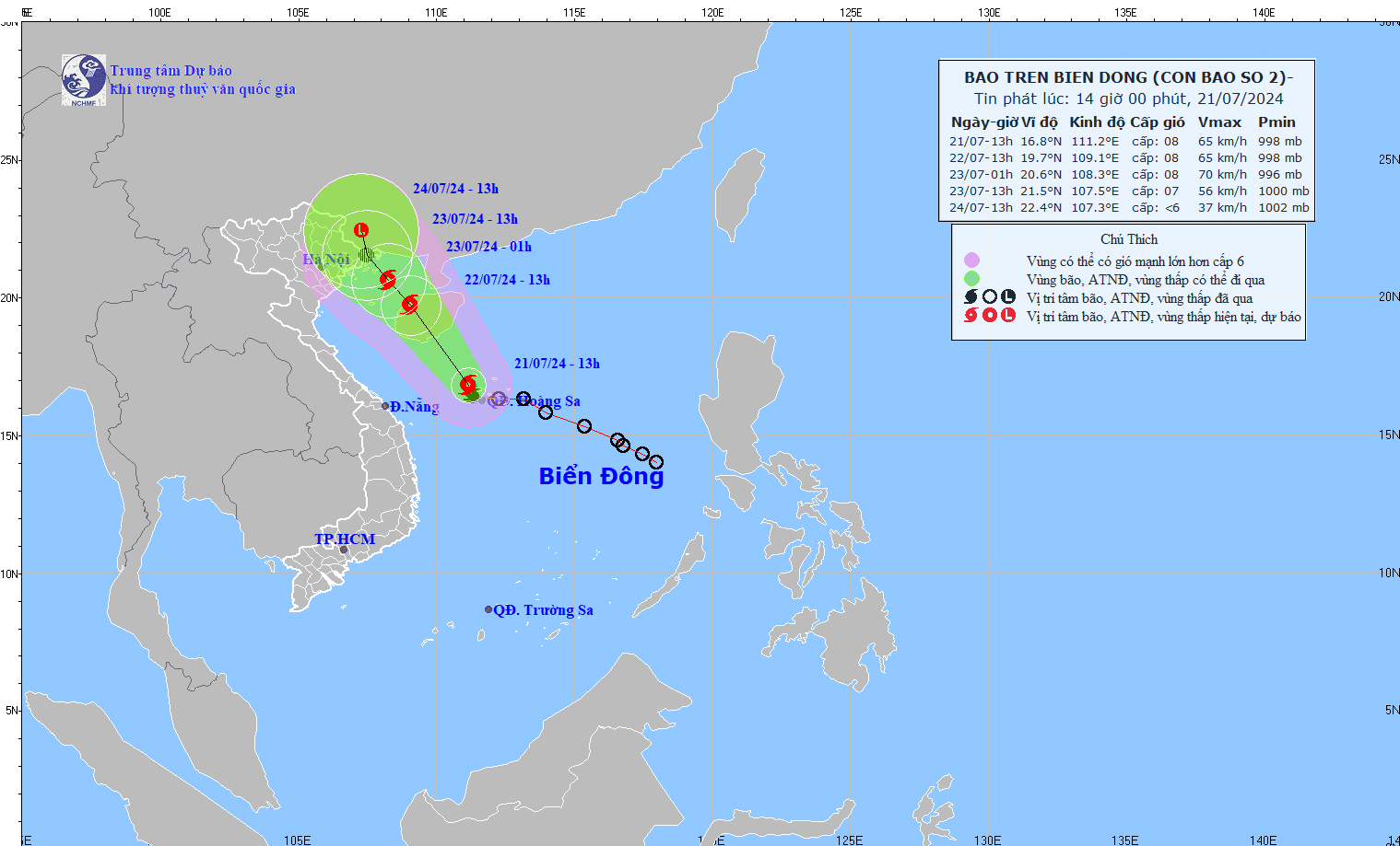 TIN BÃO TRÊN BIỂN ĐÔNG  (Cơn bão số 02)