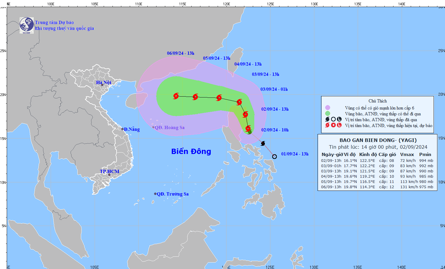 TIN BÃO GẦN BIỂN ĐÔNG (Cơn bão YAGI)