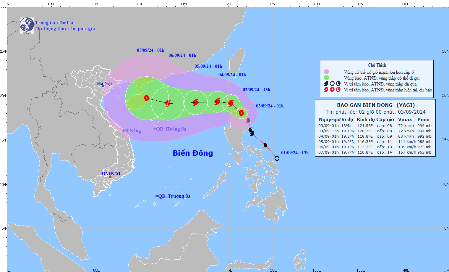 TIN BÃO GẦN BIỂN ĐÔNG (Cơn bão YAGI)