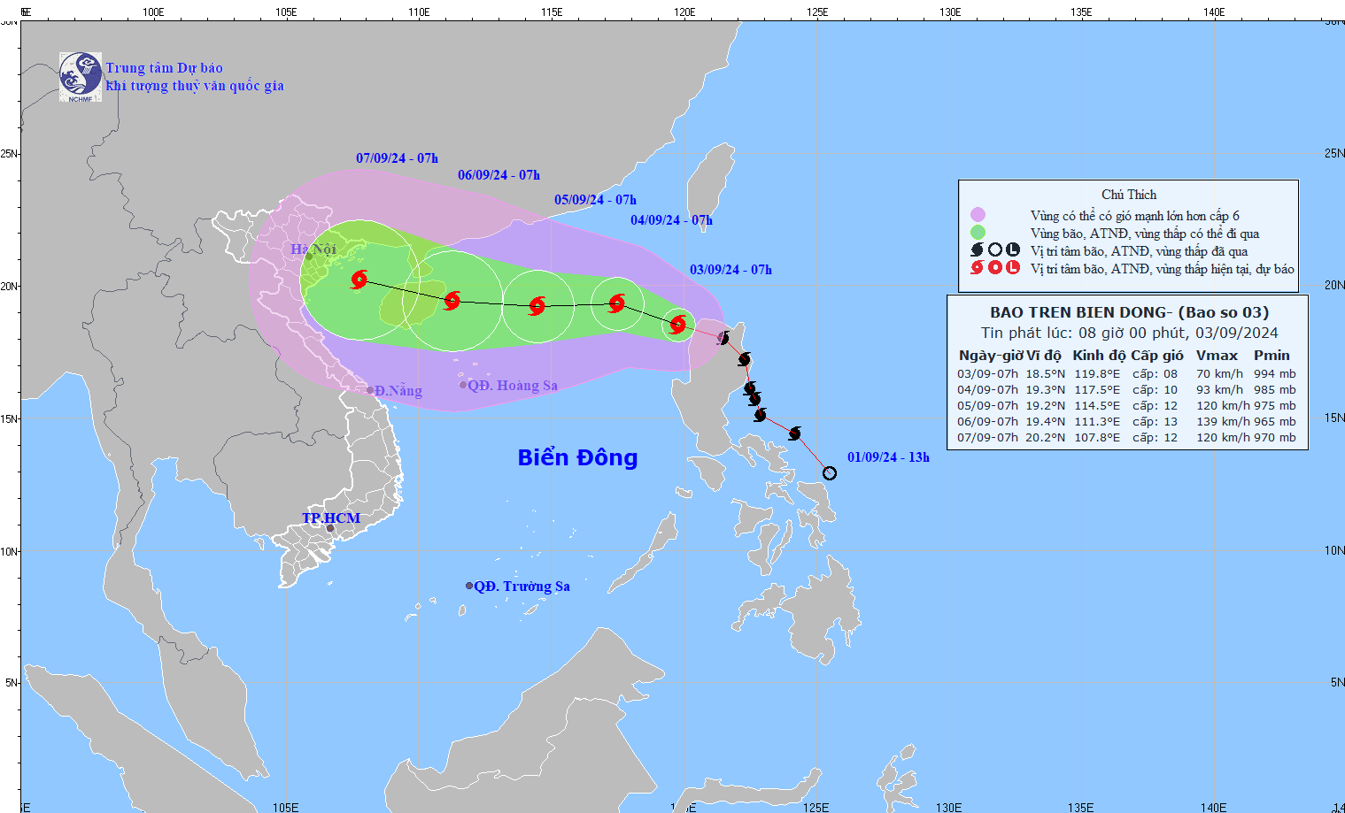 TIN BÃO TRÊN BIỂN ĐÔNG (Cơn bão số 03)