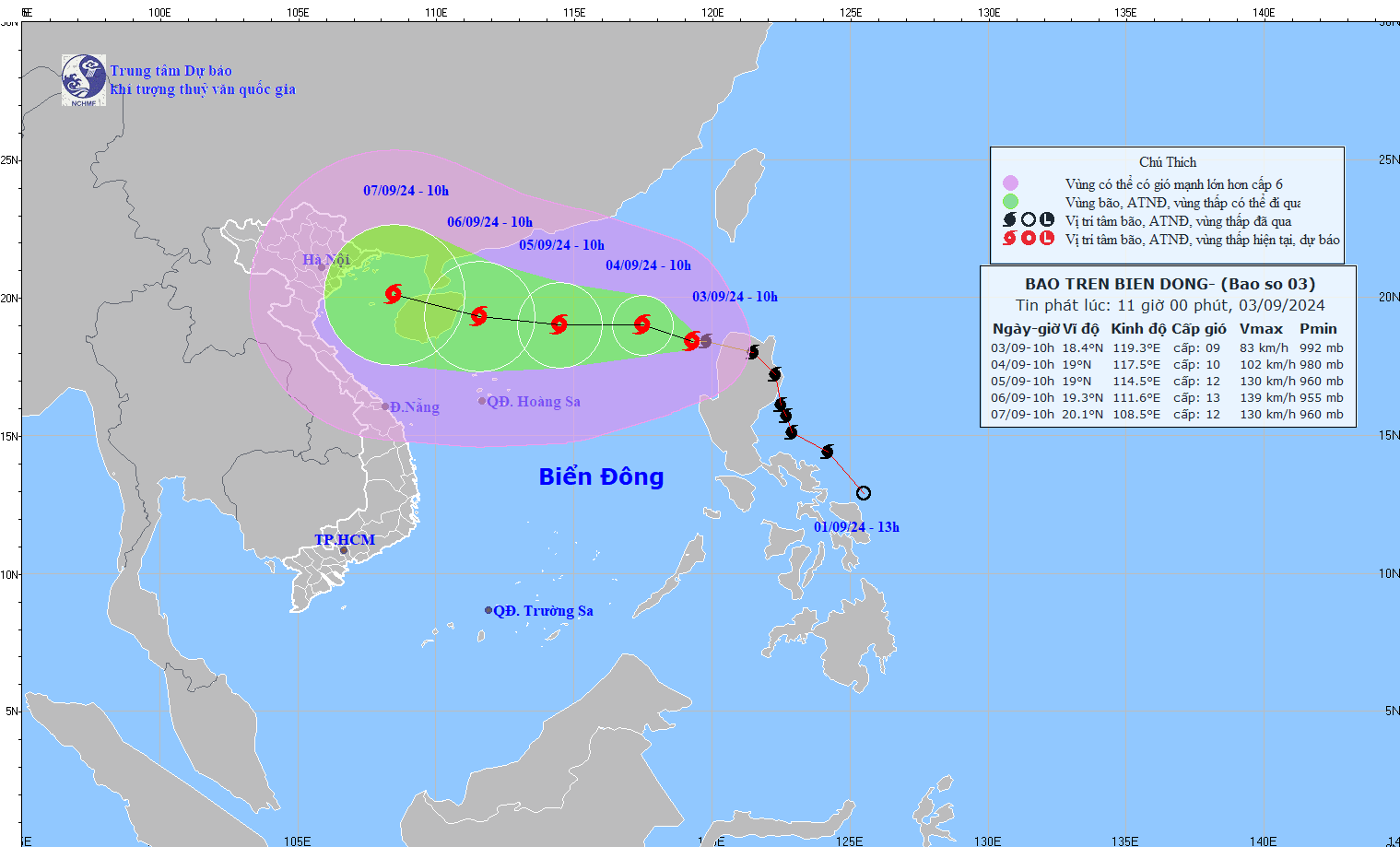 TIN BÃO TRÊN BIỂN ĐÔNG (Cơn bão số 03)