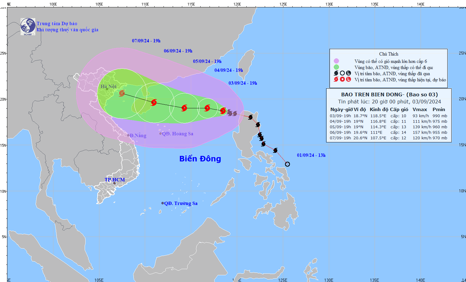 TIN BÃO TRÊN BIỂN ĐÔNG (Cơn bão số 03)