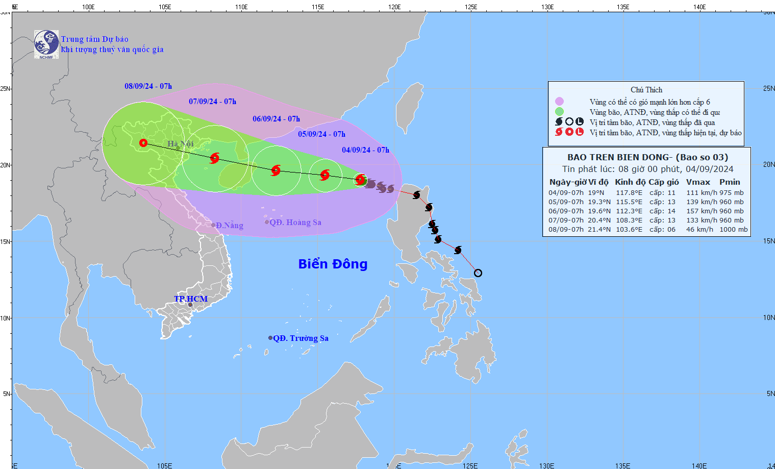 TIN BÃO TRÊN BIỂN ĐÔNG (Cơn bão số 03)