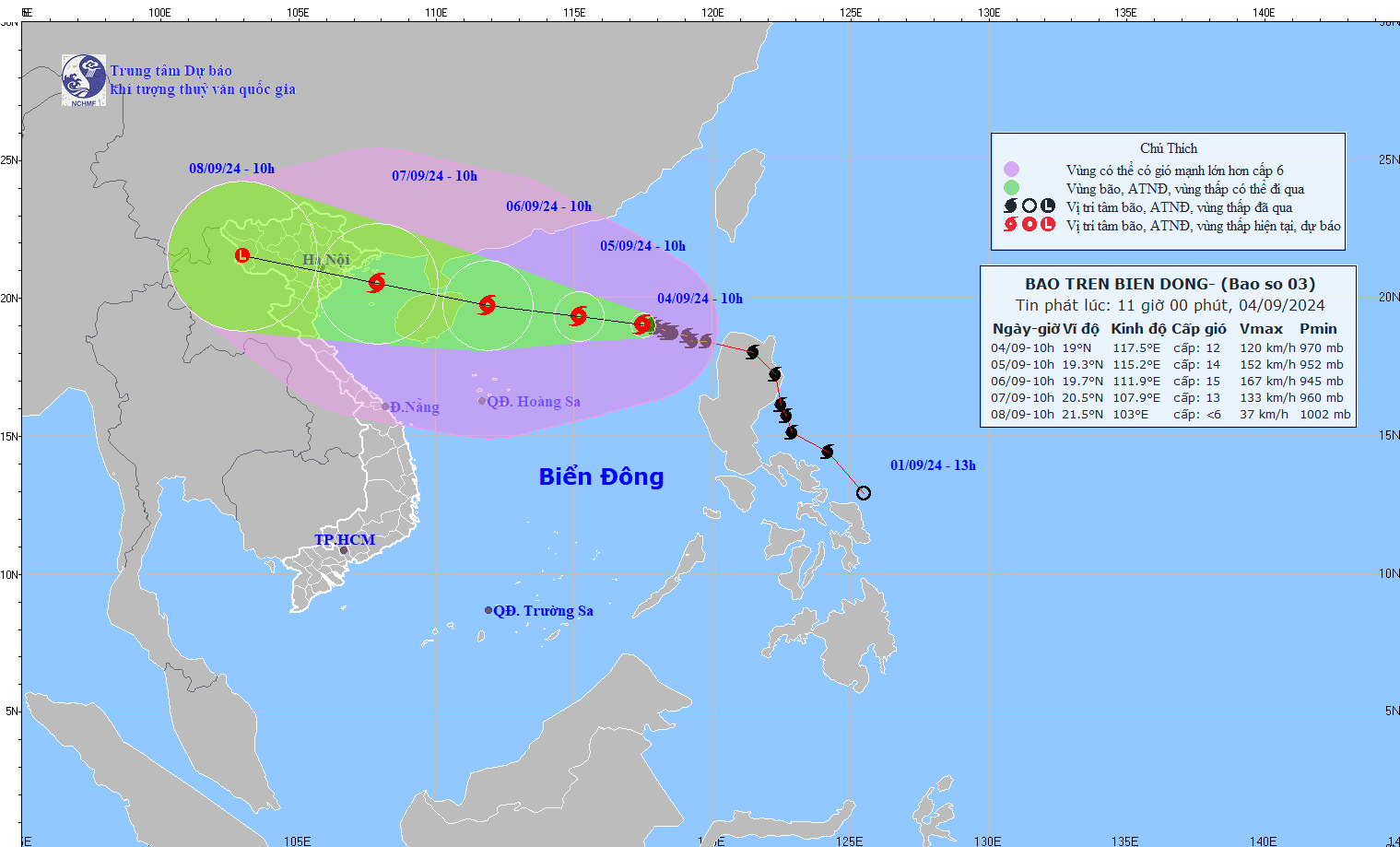 TIN BÃO TRÊN BIỂN ĐÔNG  (Cơn bão số 03)