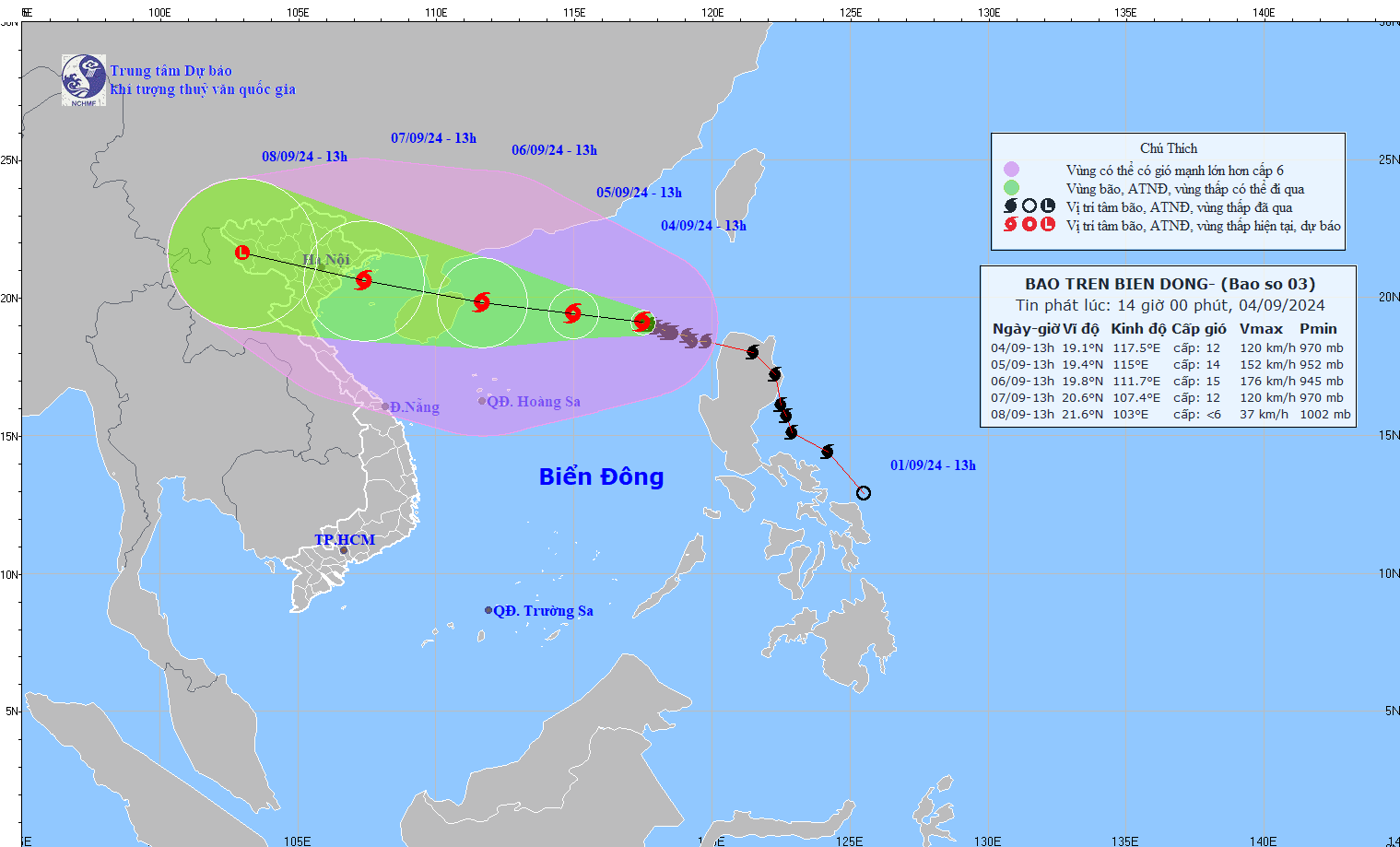 TIN BÃO TRÊN BIỂN ĐÔNG  (Cơn bão số 03)