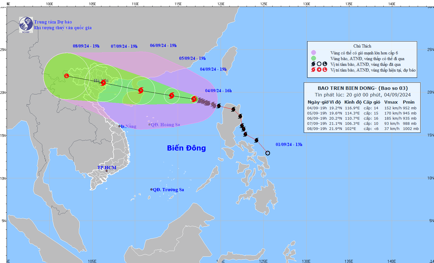 TIN BÃO TRÊN BIỂN ĐÔNG  (Cơn bão số 03)