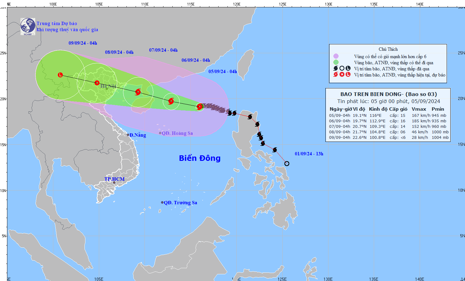 TIN BÃO TRÊN BIỂN ĐÔNG  (Cơn bão số 03)