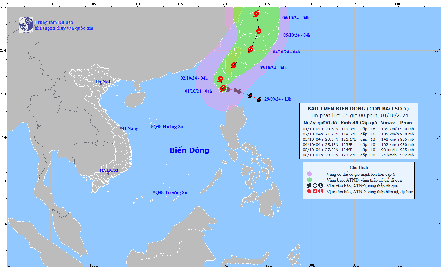 TIN BÃO TRÊN BIỂN ĐÔNG  (Cơn bão số 5)