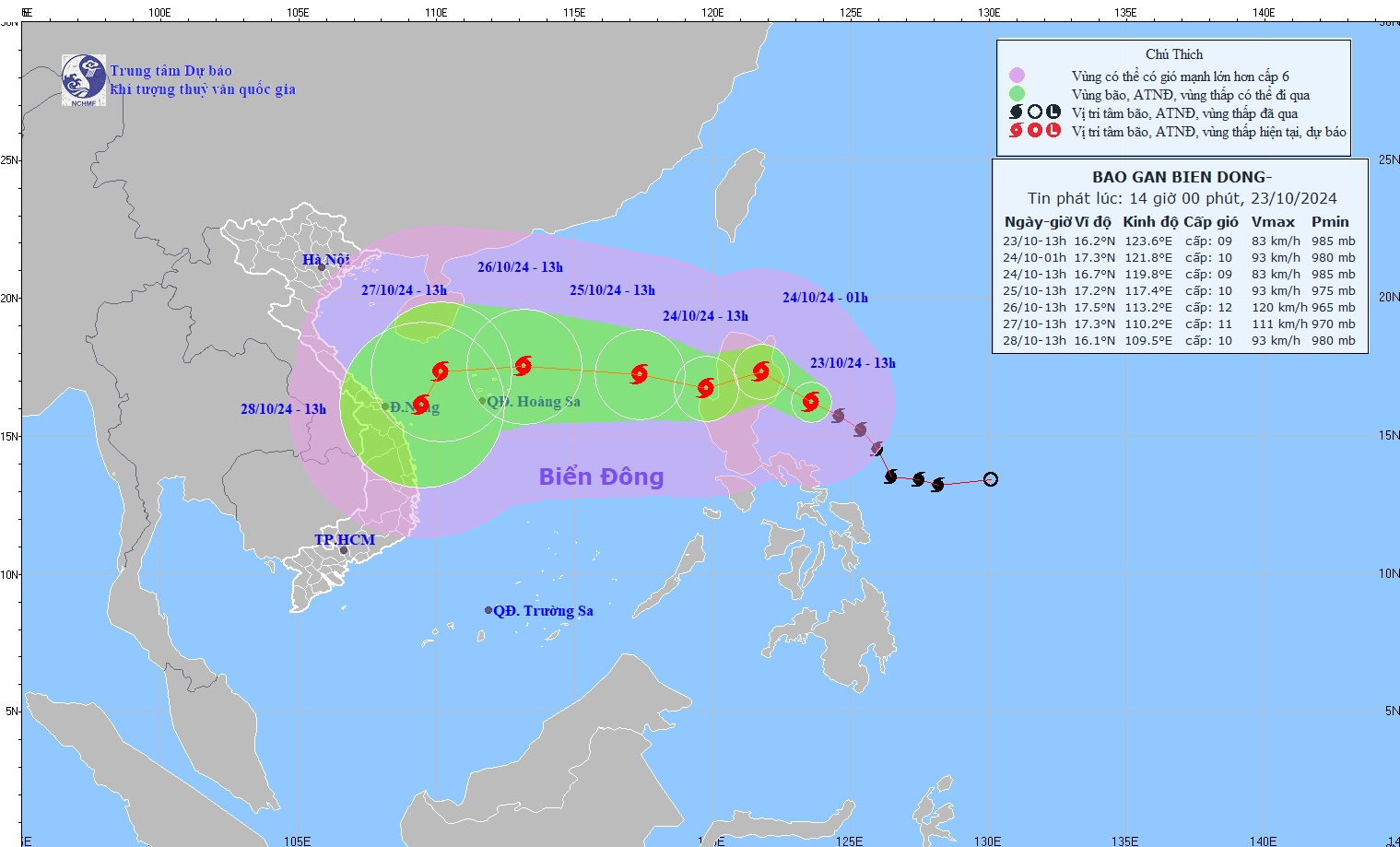 TIN BÃO GẦN BIỂN ĐÔNG  (Cơn bão TRAMI)