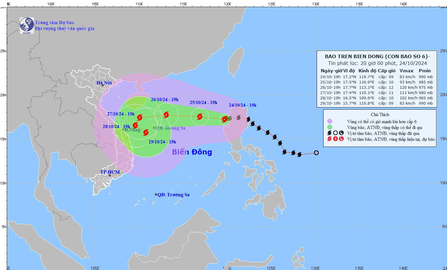 TIN BÃO TRÊN BIỂN ĐÔNG  (Cơn bão số 6)