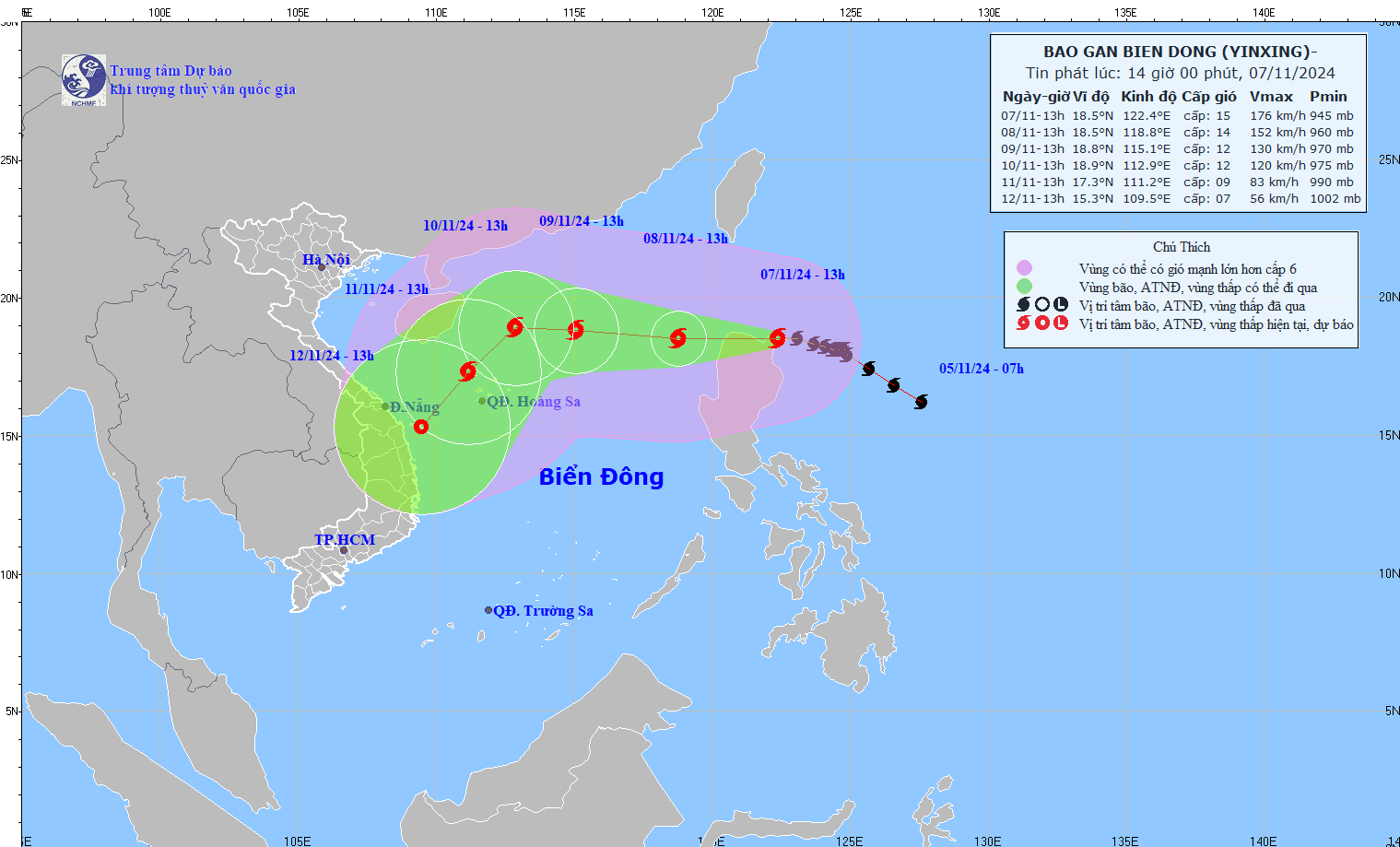 TIN BÃO GẦN BIỂN ĐÔNG  (Cơn bão YINXING)
