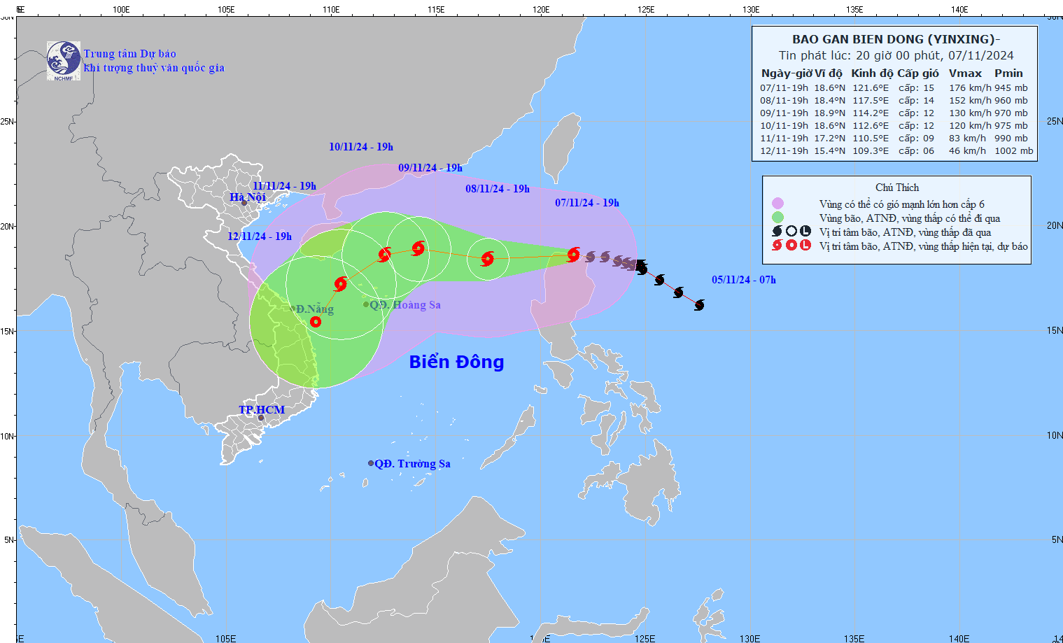 TIN BÃO GẦN BIỂN ĐÔNG  (Cơn bão YINXING)