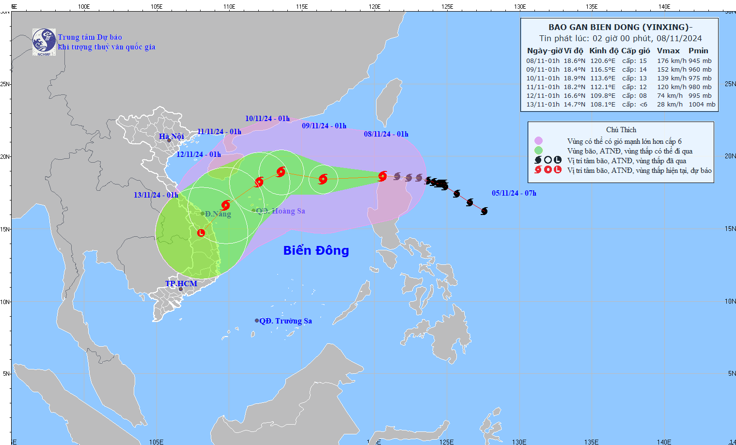 TIN BÃO GẦN BIỂN ĐÔNG  (Cơn bão YINXING)