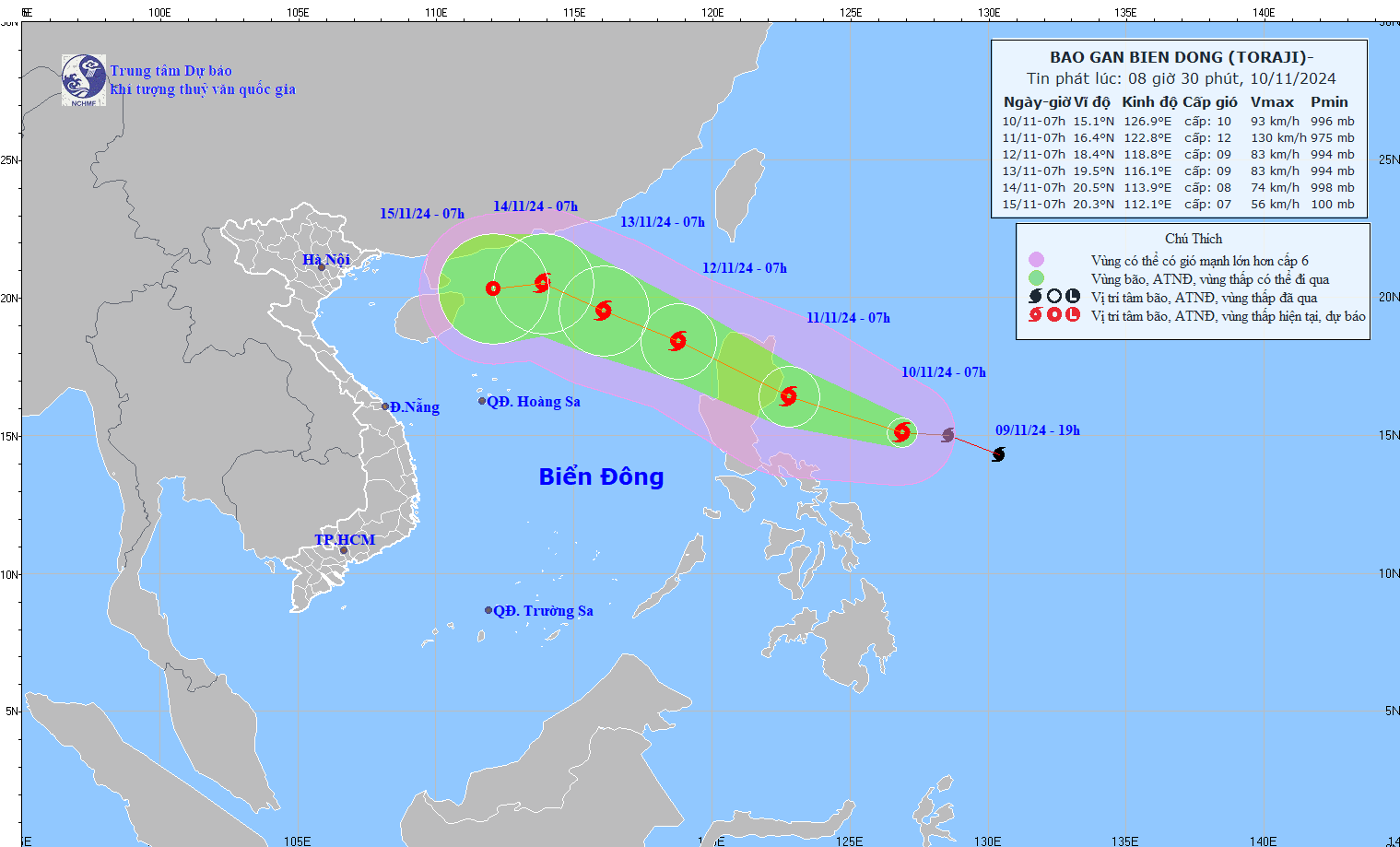 TIN BÃO GẦN BIỂN ĐÔNG  (Cơn bão TORAJI)