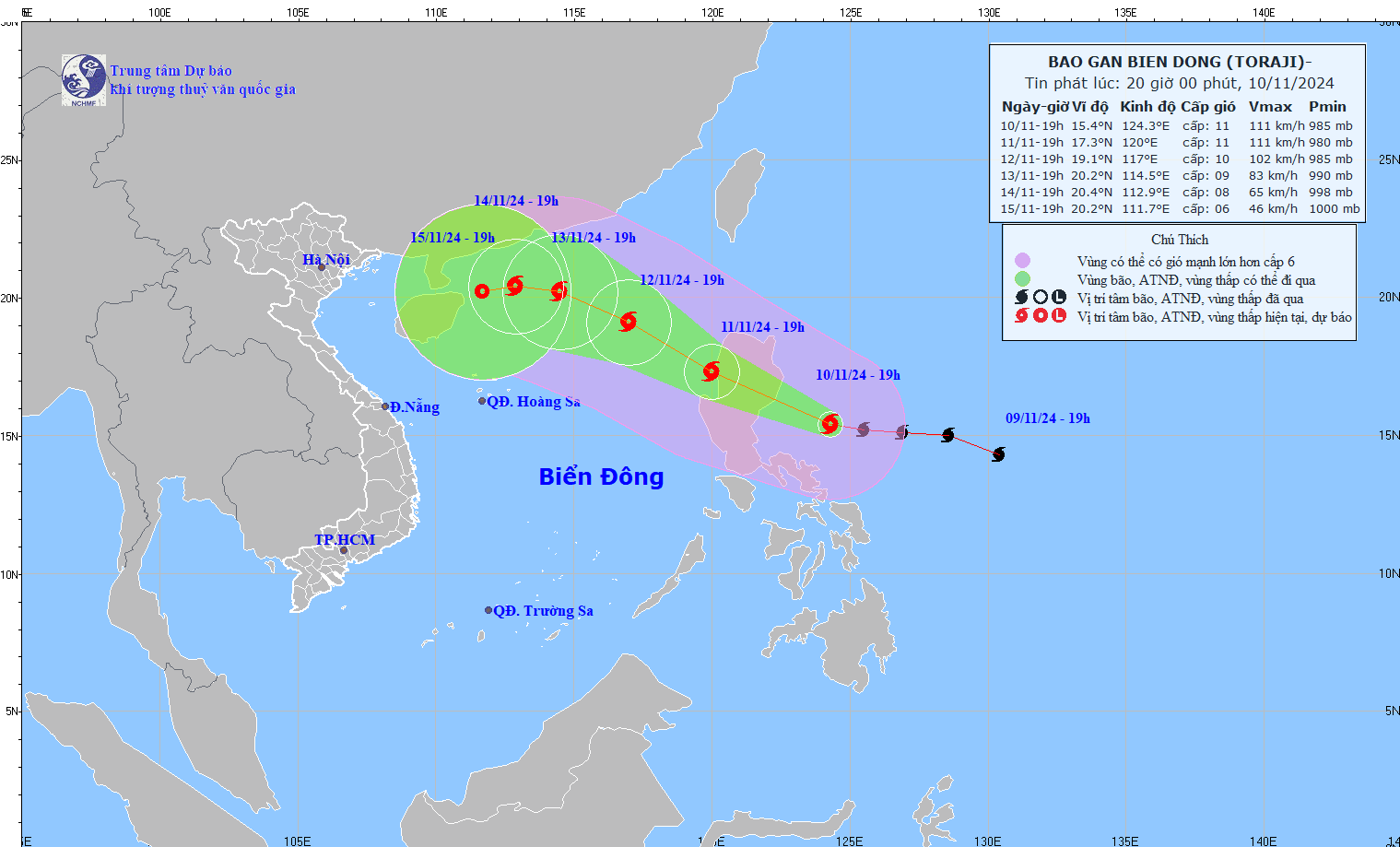 TIN BÃO GẦN BIỂN ĐÔNG  (Cơn bão TORAJI)