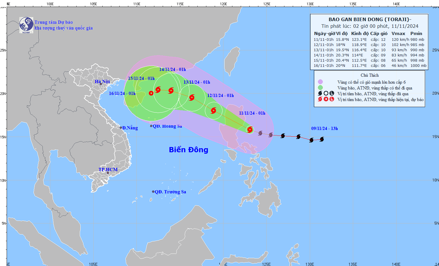 TIN BÃO GẦN BIỂN ĐÔNG  (Cơn bão TORAJI)