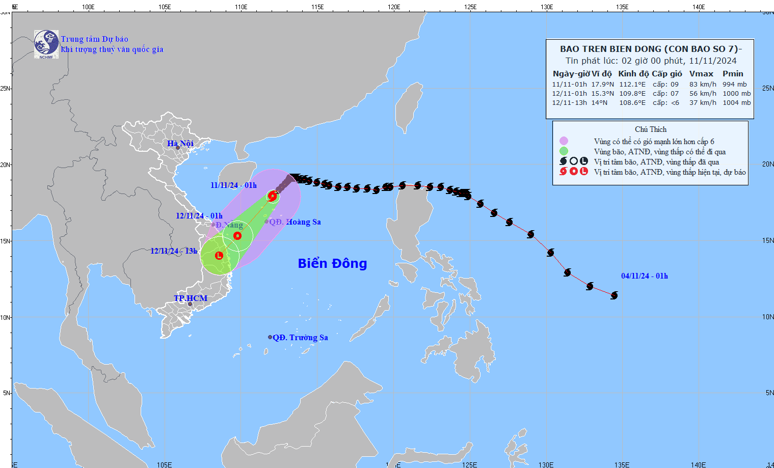 TIN BÃO TRÊN BIỂN ĐÔNG  (Cơn bão số 07)