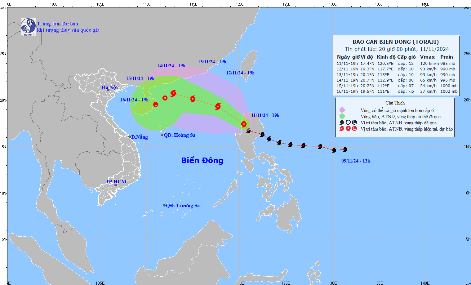 TIN BÃO GẦN BIỂN ĐÔNG  (Cơn bão TORAJI)