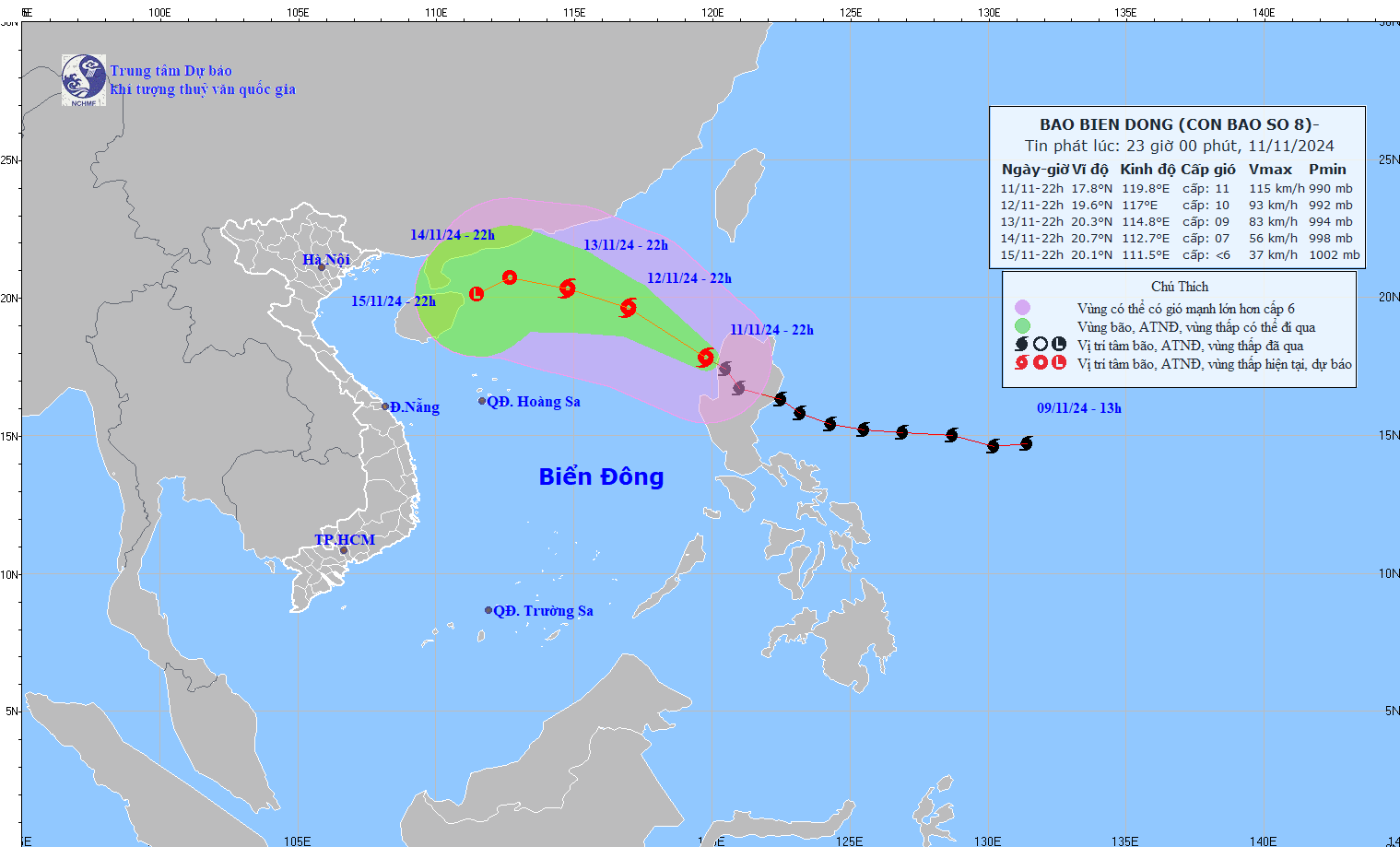 TIN BÃO TRÊN BIỂN ĐÔNG  (Cơn bão số 08)