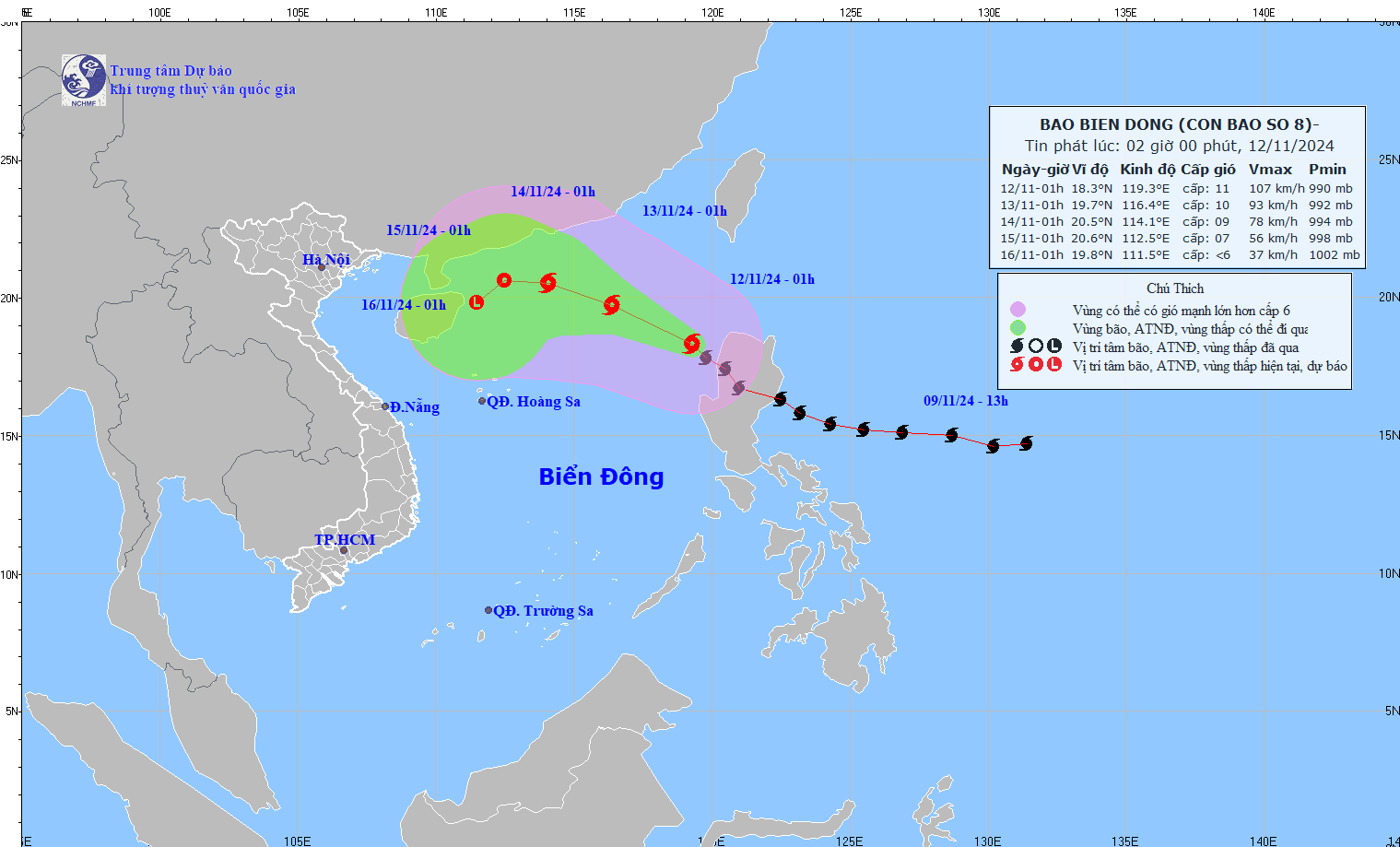 TIN BÃO TRÊN BIỂN ĐÔNG  (Cơn bão số 08)