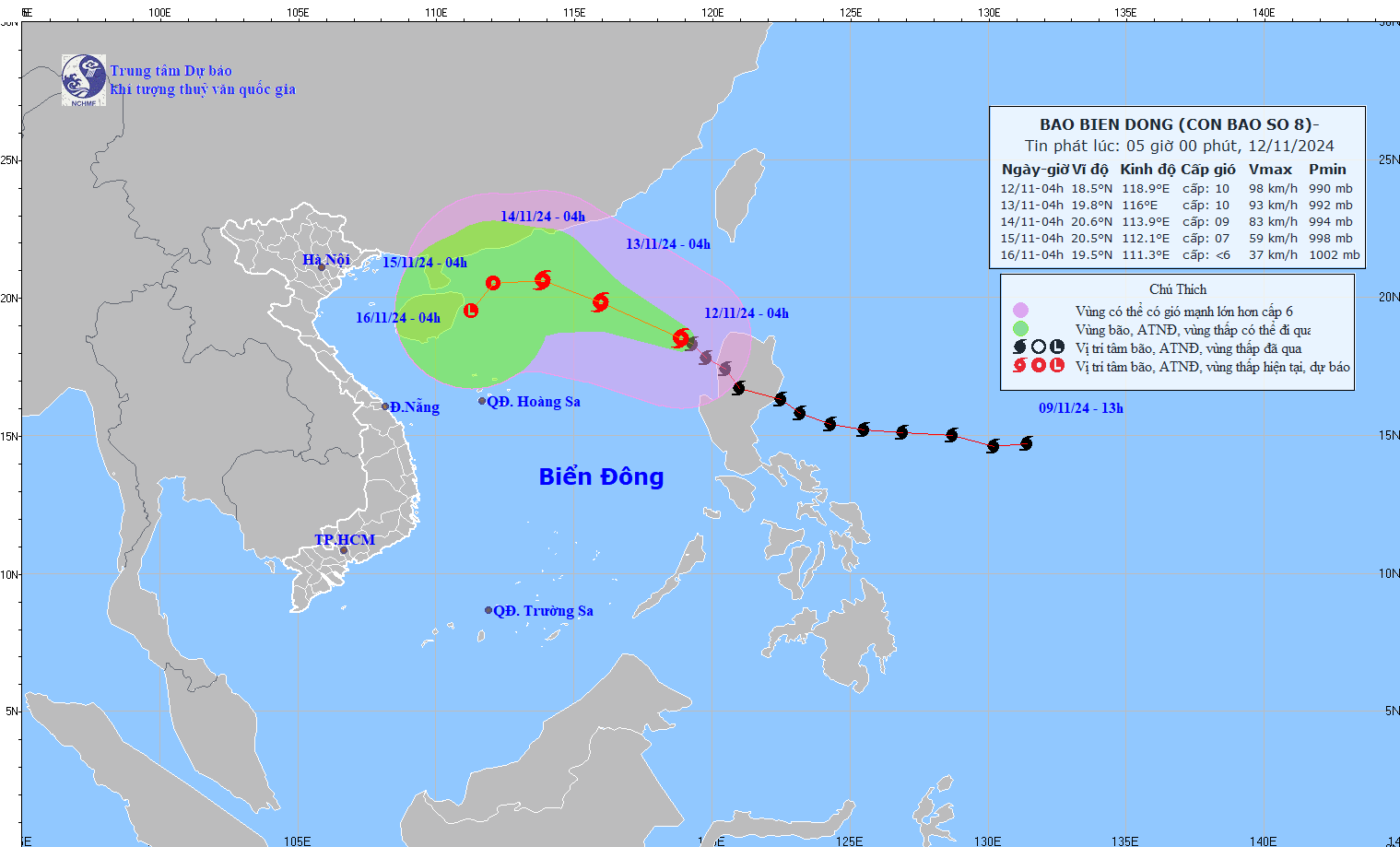 TIN BÃO TRÊN BIỂN ĐÔNG  (Cơn bão số 08)