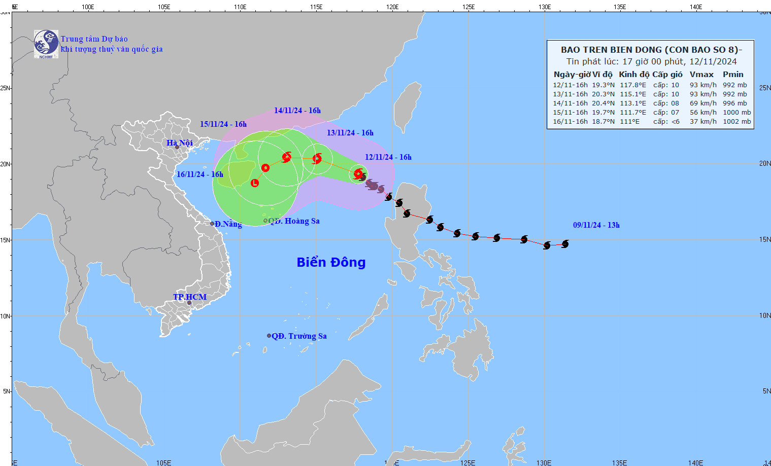 TIN BÃO TRÊN BIỂN ĐÔNG  (Cơn bão số 08)
