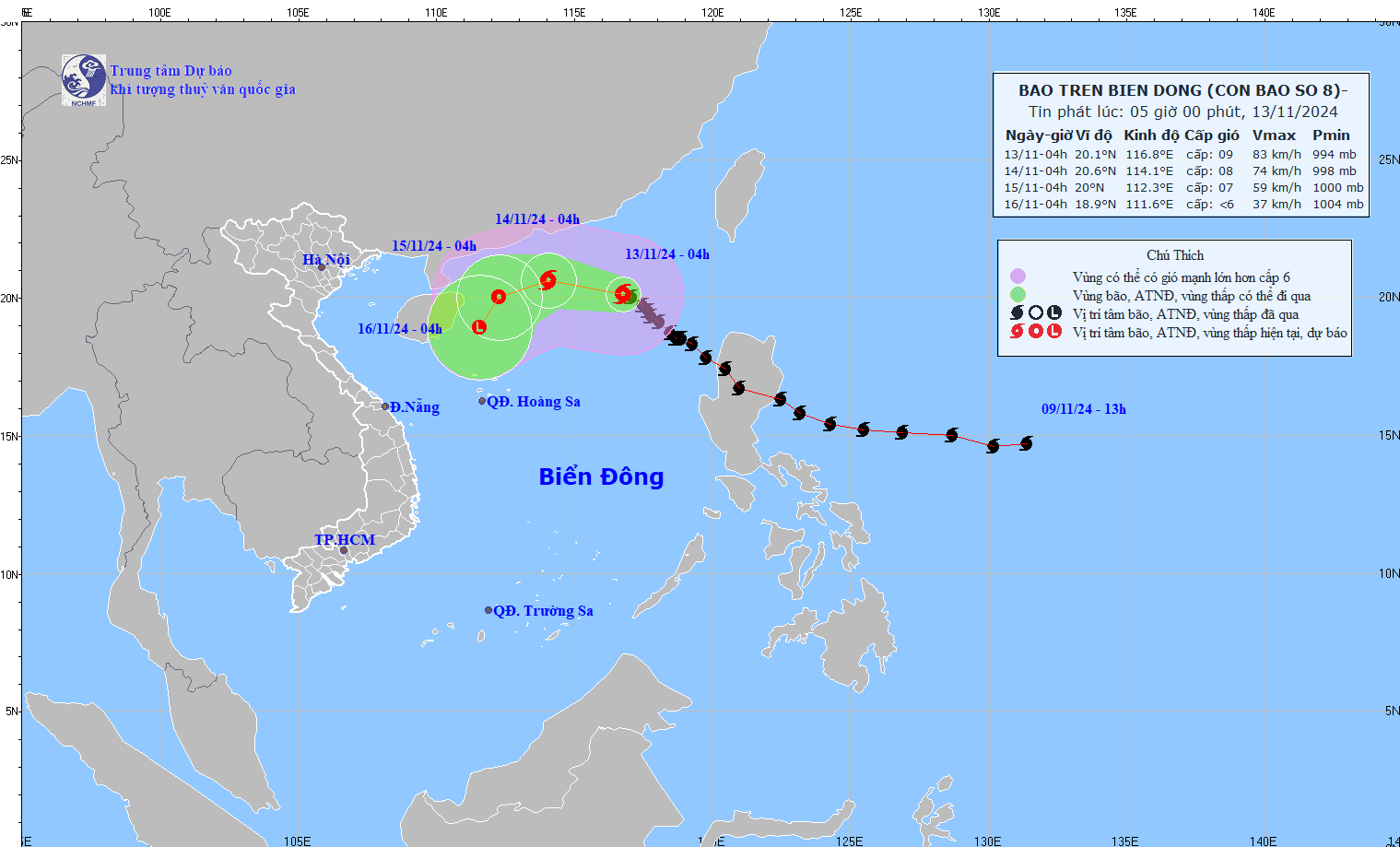 TIN BÃO TRÊN BIỂN ĐÔNG  (Cơn bão số 08)